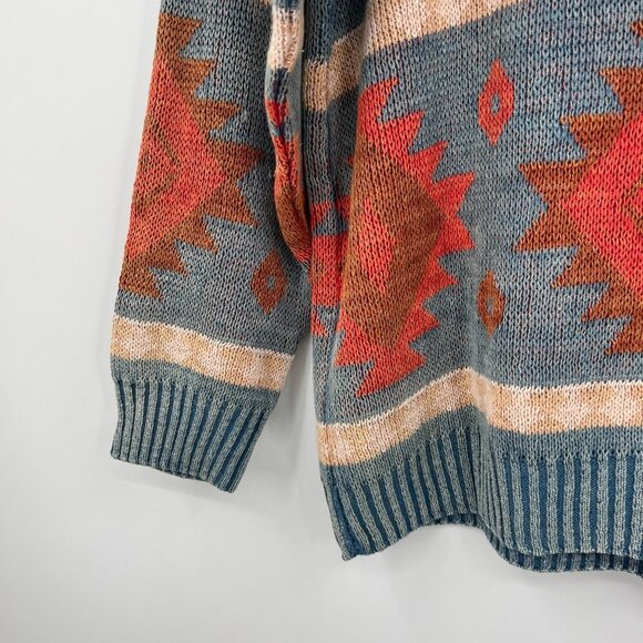 Vintage Kiya 80s 90s sweater grandpa aztec tribal geometrical print men's size m - Picture 11 of 12